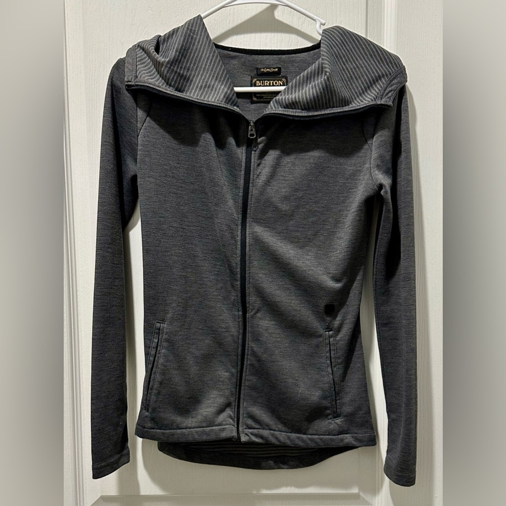 Burton Long Sleeve Mountain Negan High Zip Hoodie Active Mid Layer Heather Gray